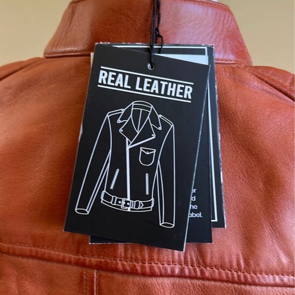 Decrum Leather Jacket Sz Medium Carrie Tan New With Tags - Picture 8 of 12
